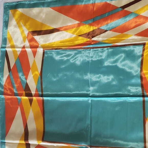 380- Women's Scarf Turquoise Orange Yellow Cream Colors NWT - Picture 7 of 9